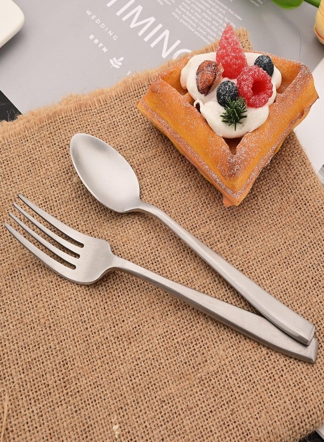 Snplowum Silver 18/10 Stainless Steel Dessert Spoon Set of 8, Soup Spoon Mixing Milk Teaspoon Cream Scoop, Matte Finish (6.69-inch) - Image 3