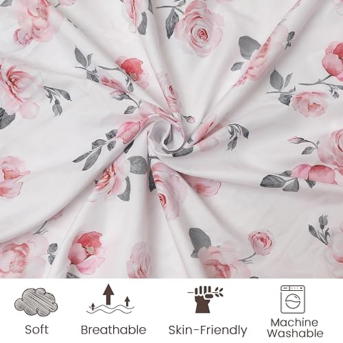 PHF 3 Pack Soft Bassinet Sheets, Rose Floral Breathable Comfy Cradle Sheets for Baby Girls, No Slip Universal Fit for Most Cradle and Bassinet Mattress, Rose Floral - Image 3