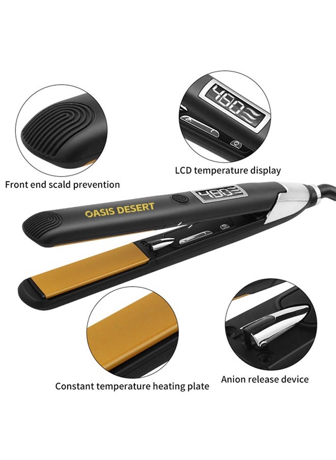 Oasis Desert 2-In-1 Straightener And Curler, Multiple Temperature Adjustments, Up To 480℉, Ceramic Coated Plate, Rapid Heating