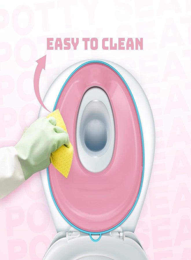 FLYI - Portable Baby Western Potty Training Seat for Boys & Girls | 1+ Years Baby Potty Seat, Non-Slip Suction Cups, Splash Guard Fits All Western Toilets (Pink) - Image 3