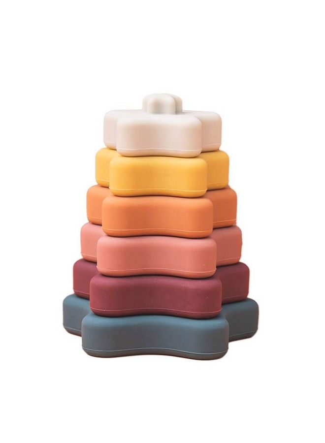 Promise Babe Stacking Toyssilicone Stacking Rings Teething Toy With Star Shapesoft Building Blocksmontessori Early Educational Toy For 6 Month+ Boys & Girls(6Pcs) - Image 2