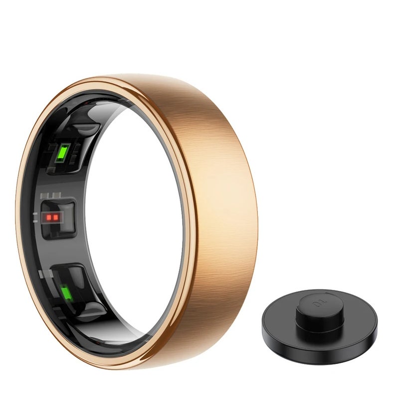MISIRUN Smart Ring R10 Gesture Control Heart Rate Body Temperature Blood Oxygen Sleep Monitor 5ATM Waterproof Multi Sport Smart Ring, Gold 2372255 - Image 1