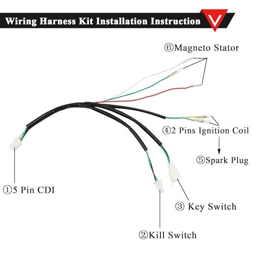 PRO BAT مجموعة أسلاك كهربائية كاملة لبدء التشغيل الكهربائي ليفان ستاتور برو بات مع كويل مغناطيسي لدراجة بيك ديرت ATV SSR YX كولستر لـ 50cc 70cc 90cc 110cc 125cc 140cc - Image 3