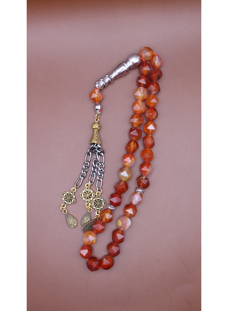 Kamins Collection Natural Red Agate Stone Tasbih With ( Hexagonal Cuts ) - Image 2