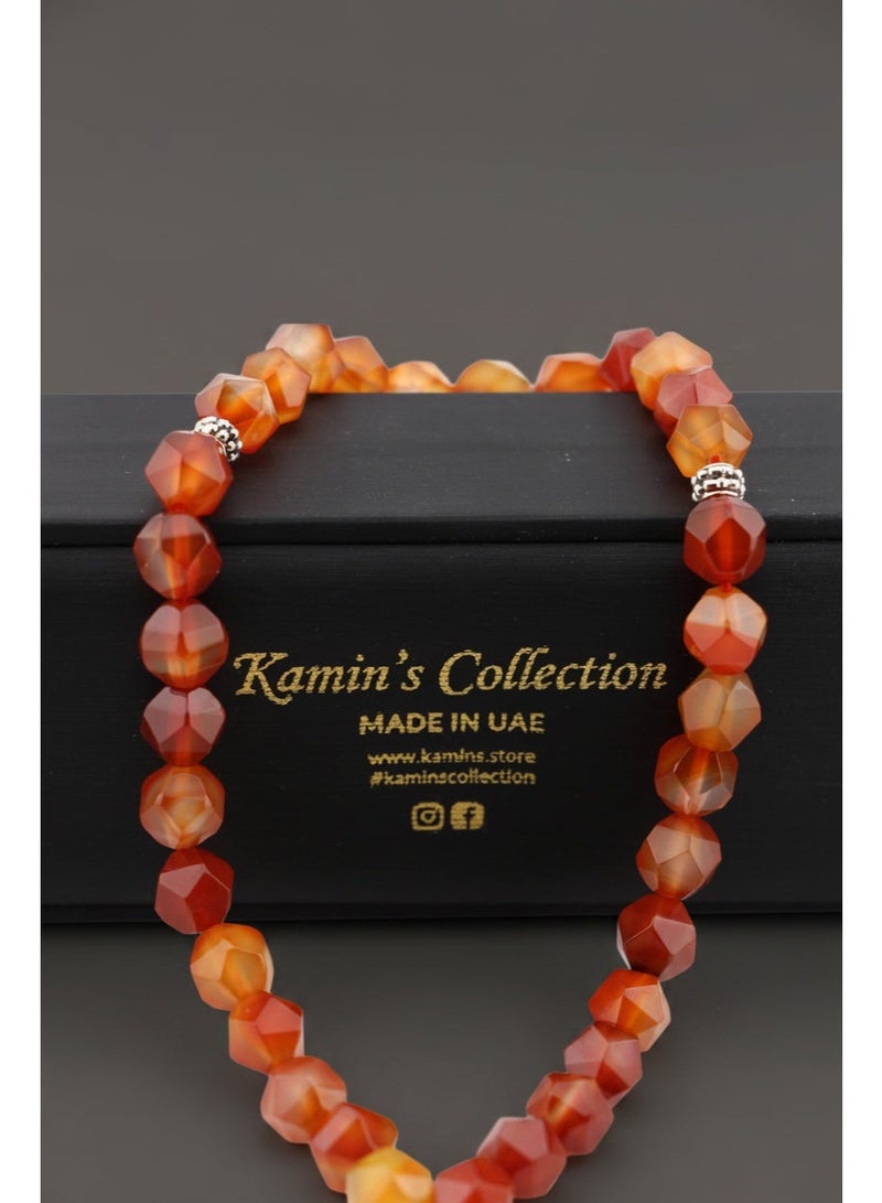 Kamins Collection Natural Red Agate Stone Tasbih With ( Hexagonal Cuts ) - Image 3