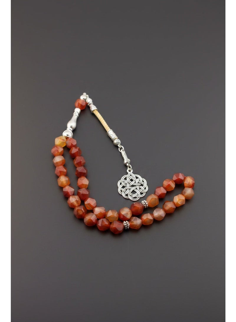 Kamins Collection Natural Red Agate Stone Tasbih With ( Hexagonal Cuts ) - Image 4