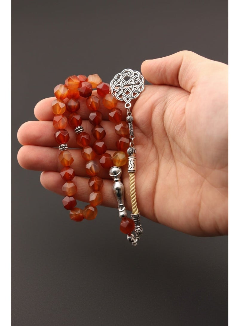 Kamins Collection Natural Red Agate Stone Tasbih With ( Hexagonal Cuts ) - Image 5