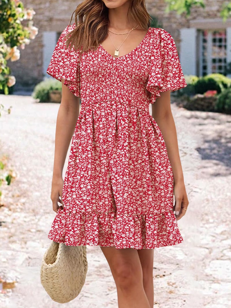 UEAL Womens Summer Dresses Sundresses Casual Flowy Spring Dresses for Women 2026 Large Burgundy Floral - Image 2