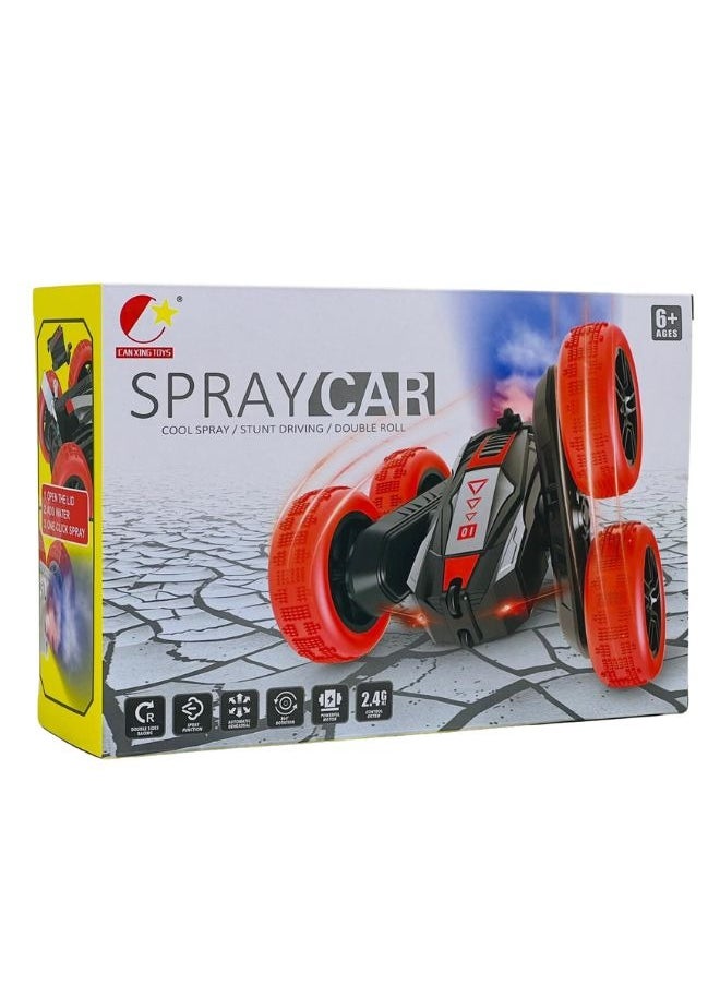 Kids children 2.4G Stunt Spray with light Remote Control Rotating Car Toy Gift 