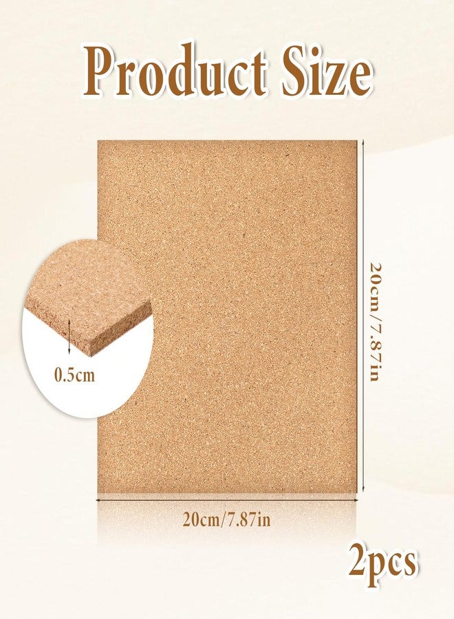 Alrhso 2 PCS 8 X 8 Inch Cork Board Small Thick Cork Board Square Cork-Tile Self Adhesive Tiles for Home Office Wall Decorations - Image 2