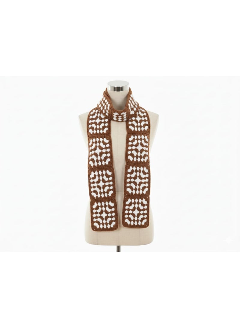 CROCHKA Handmade Crochet Winter Scarf - Boho Granny Square Woolen Muffler