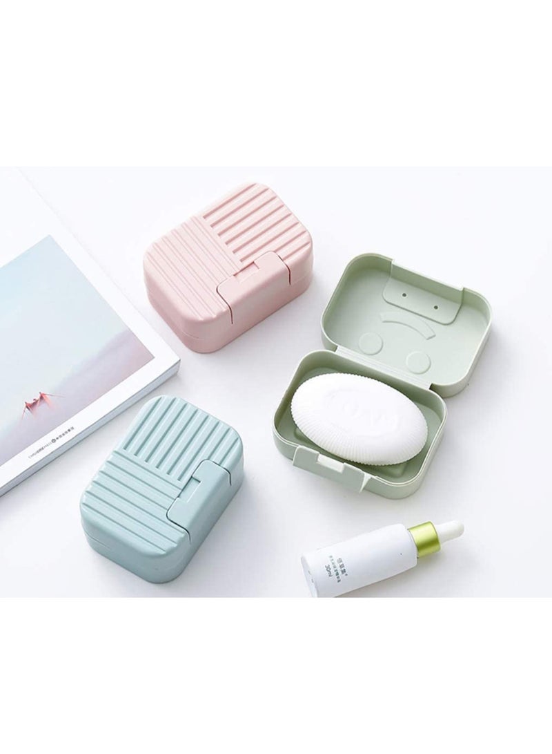 SYOSI Travel Soap Box 2 Pack Soap Dish With Lid Plastic Soap Case Box Waterproof And Leakproof Soap Container With Toothbrush Box For HomeTravelCampingGym PinkBlue - Image 2