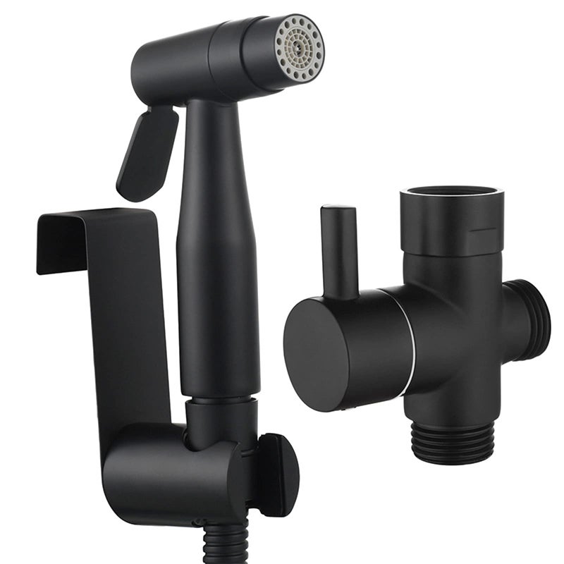 Stainless Steel Handheld Toilet Sprayer With T Connector For Cloth Diaper Cleaning Black - Image 2