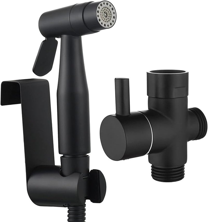 Stainless Steel Handheld Toilet Sprayer With T Connector For Cloth Diaper Cleaning Black - Image 1