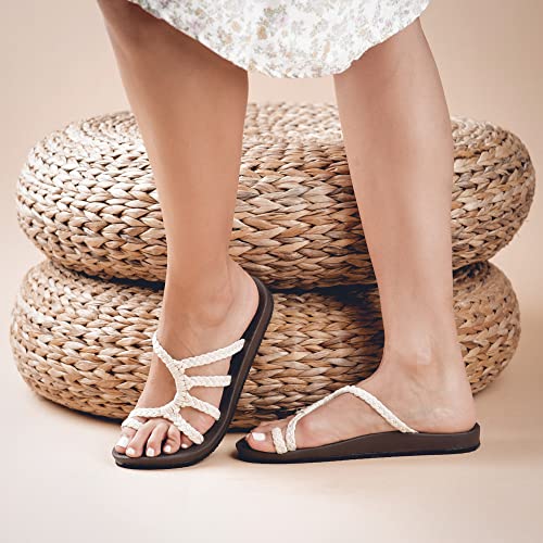 Plaka Relief Flip Flops for Women with Arch Support | Comfy Sandals for Women | Perfect for the Beach, Long Walks or Poolside | Reduces Heel & Back Pain | Pearl | Size 8 - Image 4