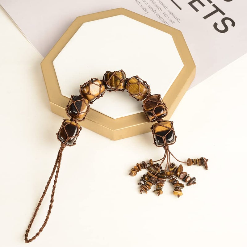 iSTONE Hanging Ornaments Natural Tiger Eye Ornaments Home Decor Gemstones Reiki Feng Shui Ornament Window Wall Ornament - Image 4