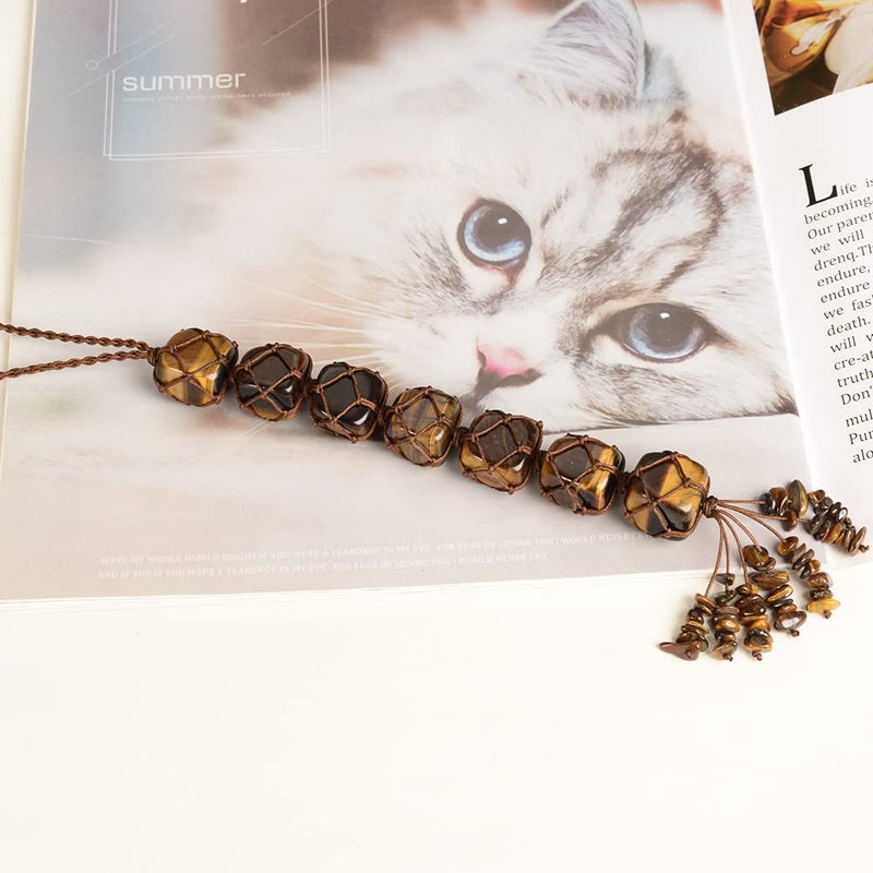 iSTONE Hanging Ornaments Natural Tiger Eye Ornaments Home Decor Gemstones Reiki Feng Shui Ornament Window Wall Ornament - Image 3