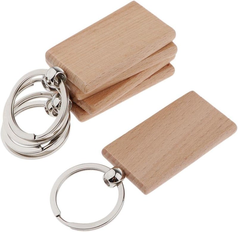 klarako 5x Wooden Blank Charms Pendants For Keychain Keyrings Phone Chain Decors Diy - Wood, rectangle 52x30mm - Image 5
