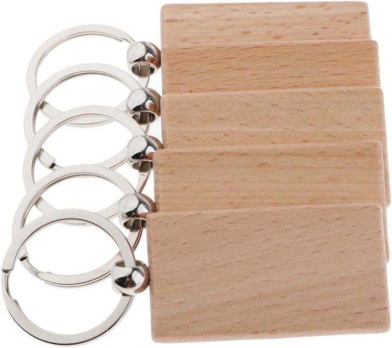 klarako 5x Wooden Blank Charms Pendants For Keychain Keyrings Phone Chain Decors Diy - Wood, rectangle 52x30mm - Image 4
