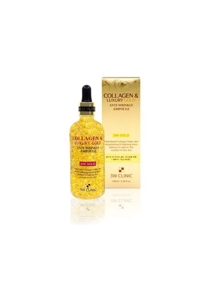 3W CLINIC - Collagen & Luxury Gold Anti Wrinkle Ampoule 100ml - Image 1