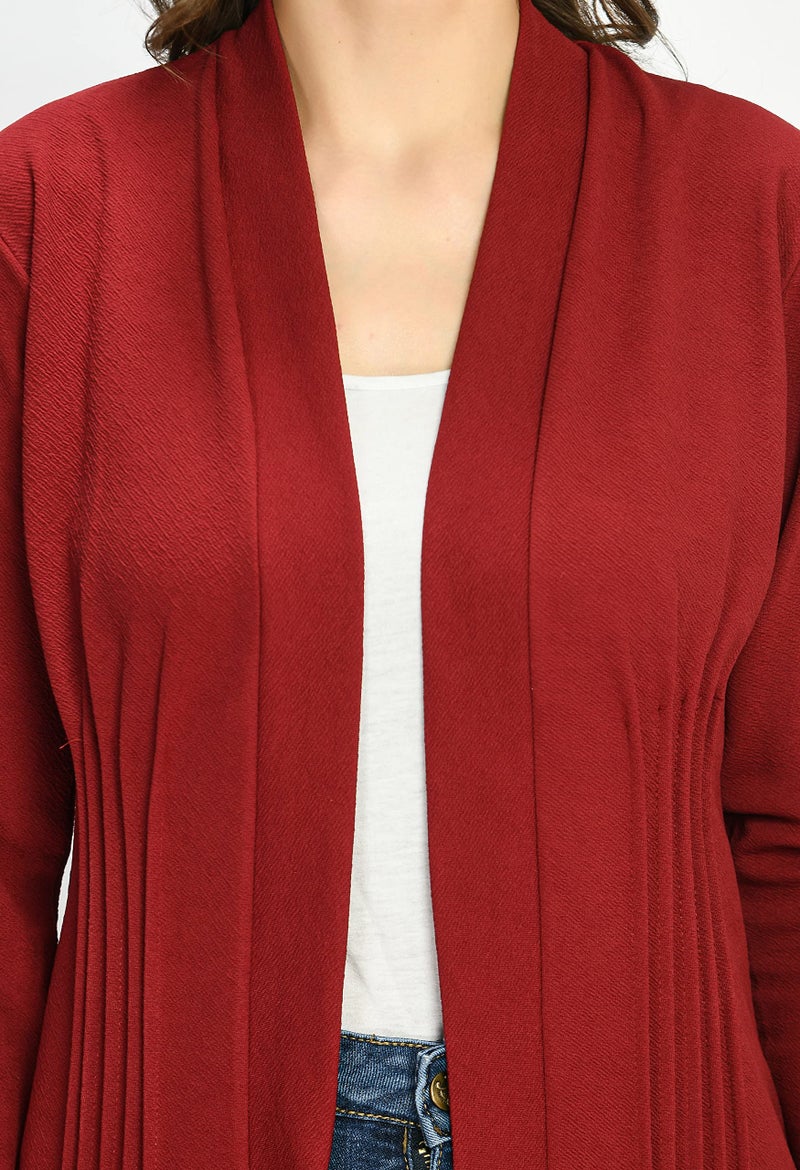 IUGA Women's Front Open Full Sleeve Maroon Shrug - Image 5