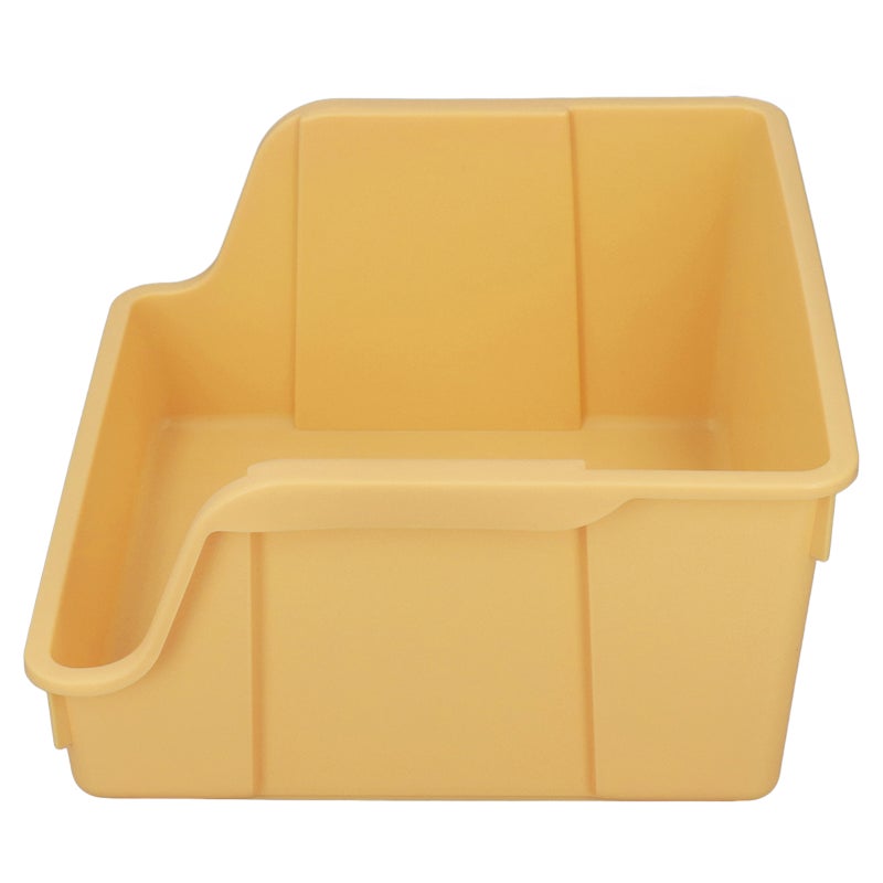 Desktop Book Storage Rack PP Handle Design U Shaped Large Opening Large Capacity Desktop Book Storage Shelf Yellow - Image 2