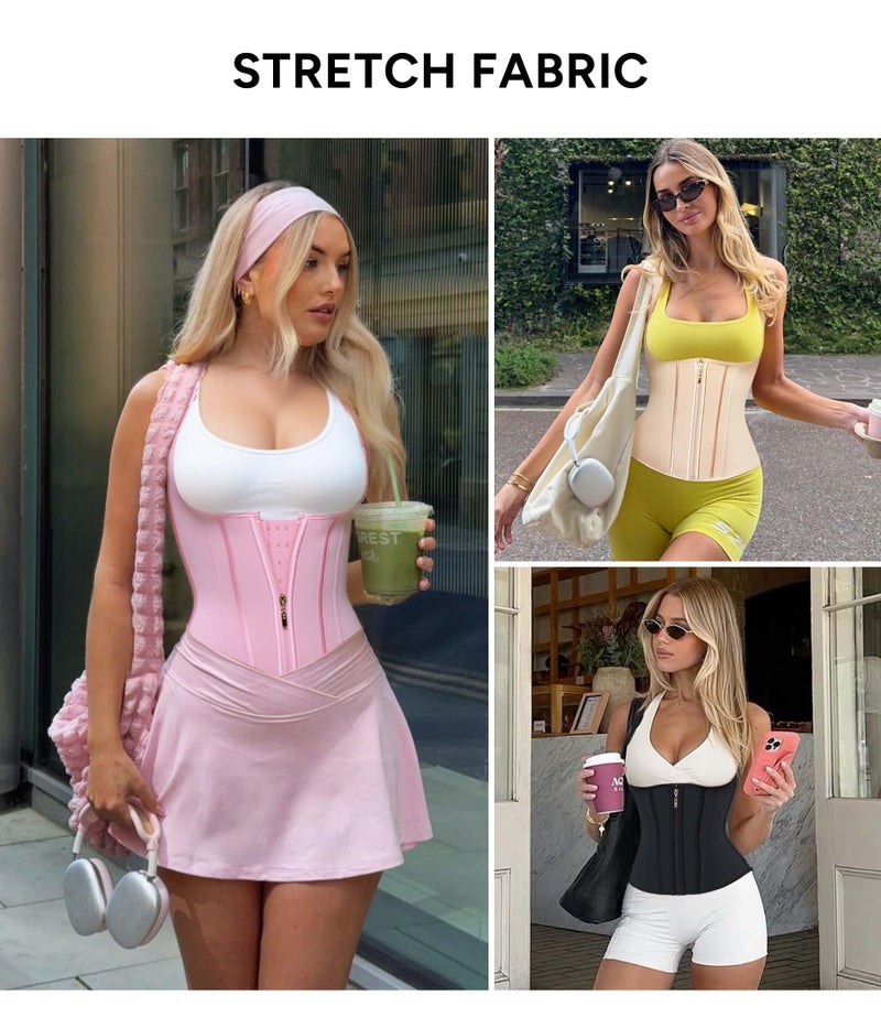Nebility Waist Trainer for Women Corset Shapewear Tummy Control Faja Body Shaper Waist Cincher with Adjustable Strap(Pink,Large) - Image 5