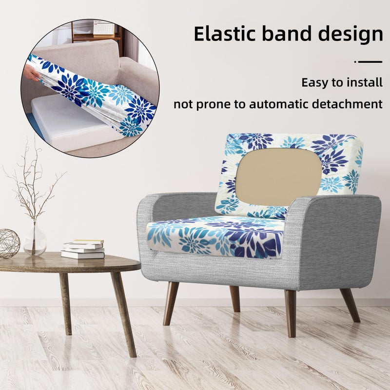 BIETYONE 8Pcs Stretch Patio Cushion Covers,Outdoor Couch Covers Replacement,Outdoor Couch & Sofa Slipcovers,for Patio Furniture Cushion Covers,Washable Reusable Furniture Protector(Blue Flower,Cover Only) - Image 5