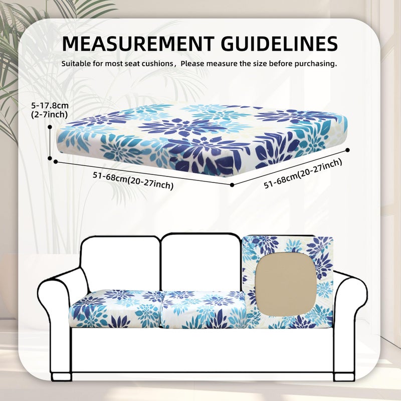BIETYONE 8Pcs Stretch Patio Cushion Covers,Outdoor Couch Covers Replacement,Outdoor Couch & Sofa Slipcovers,for Patio Furniture Cushion Covers,Washable Reusable Furniture Protector(Blue Flower,Cover Only) - Image 2