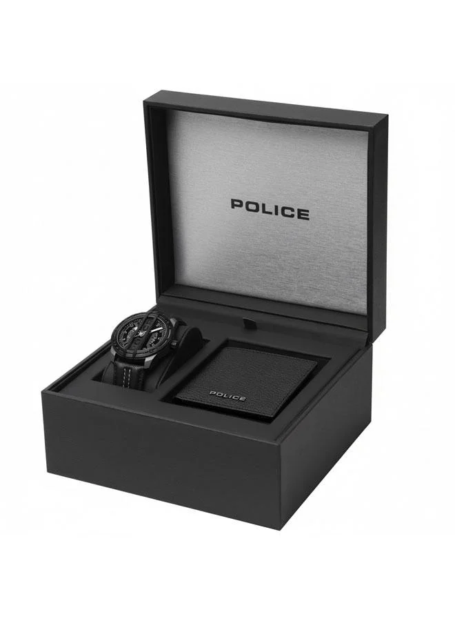 POLICE Gift Set Box for Men - Analog Watch & Leather Wallet