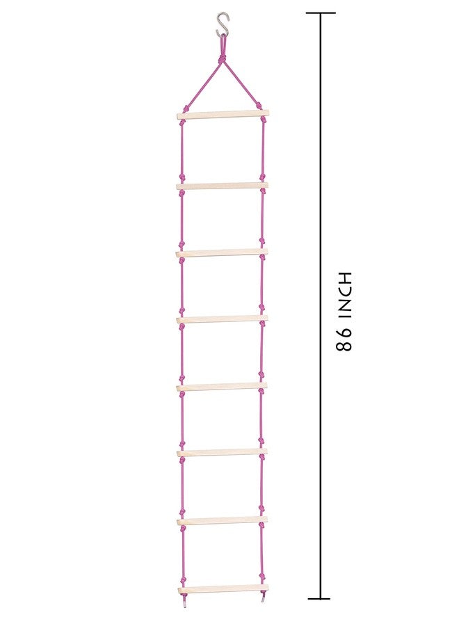 BOFFLE سلم حبل بوفل | درج تسلق للأطفال | ميزان خشبي للأطفال للنشاط البدني | ألعاب داخلية وخارجية للأطفال من 3 إلى 10 سنوات (وردي) - Image 4