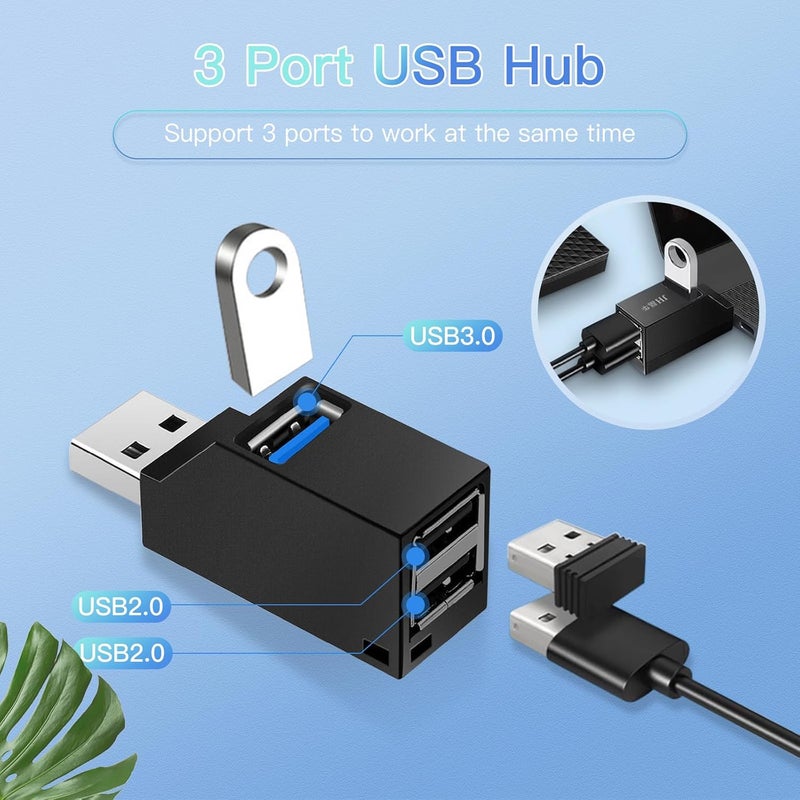 SWIUKPHE موزع USB، مقسم USB 1 مدخل 2 مخرج، 3 منافذ عالية السرعة USB 3.0، مقسم قابل للتوصيل والتشغيل، يعمل بالطاقة عبر الناقل لأجهزة MacBook وSurface Pro وXPS وأجهزة الكمبيوتر المحمولة ومحركات أقراص USB المحمولة والأقراص الصلبة المحمولة وغيرها - Image 3