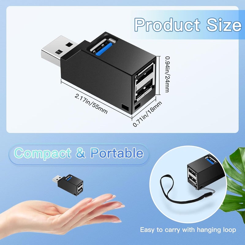 SWIUKPHE موزع USB، مقسم USB 1 مدخل 2 مخرج، 3 منافذ عالية السرعة USB 3.0، مقسم قابل للتوصيل والتشغيل، يعمل بالطاقة عبر الناقل لأجهزة MacBook وSurface Pro وXPS وأجهزة الكمبيوتر المحمولة ومحركات أقراص USB المحمولة والأقراص الصلبة المحمولة وغيرها - Image 2