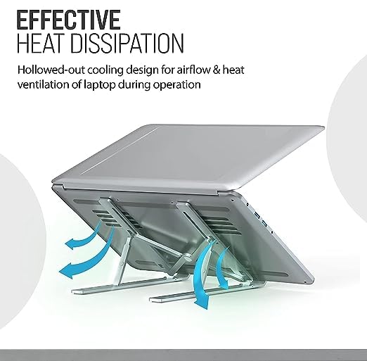 Zovesty Aluminum Ergonomic Foldable Portable Tabletop LaptopDesktop Riser Stand Holder Compatible for MacBook HP Dell Lenovo All Other Notebook Silver - Image 2