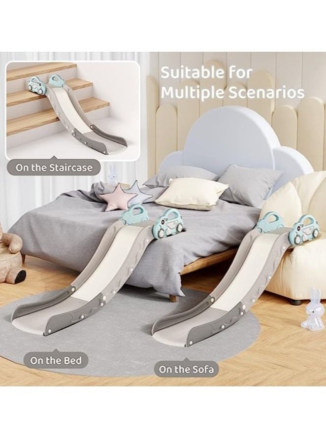 YelaJoy - Kids Indoor Sofa Slide Stair Slide Attachment to Toddler Bed and Nugget Couch Best Accessory to Toy Playground and Bedroom Blue Car - Image 1