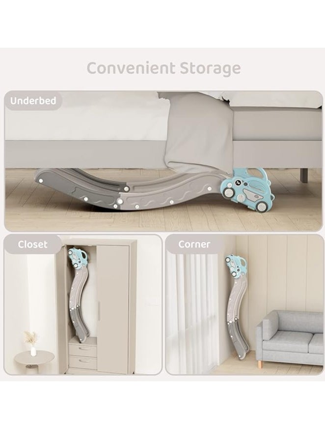 YelaJoy - Kids Indoor Sofa Slide Stair Slide Attachment to Toddler Bed and Nugget Couch Best Accessory to Toy Playground and Bedroom Blue Car - Image 1