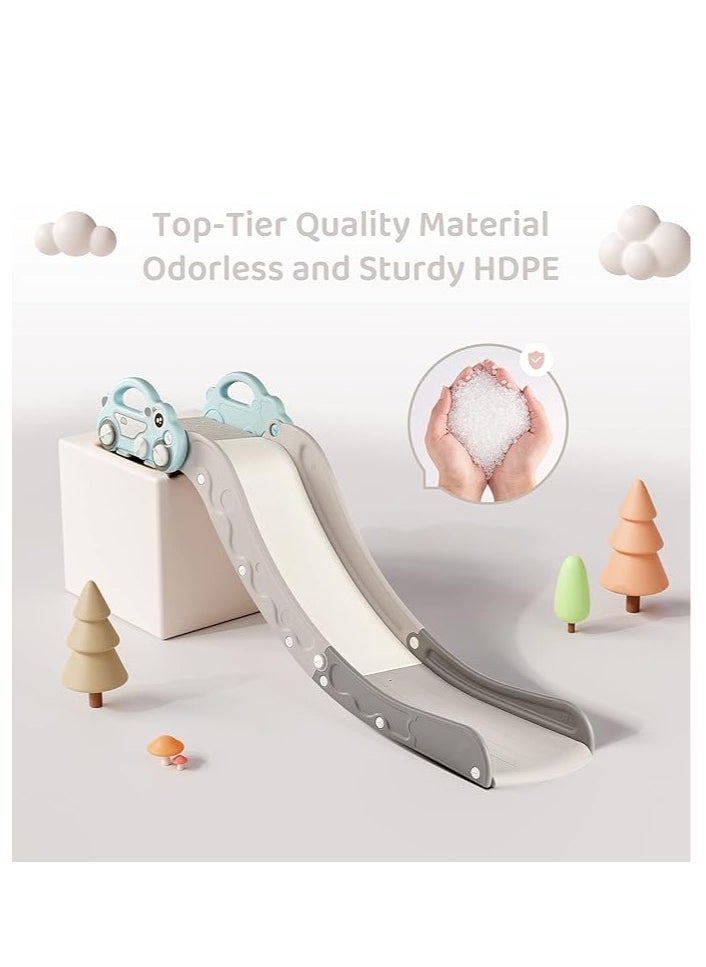 YelaJoy - Kids Indoor Sofa Slide Stair Slide Attachment to Toddler Bed and Nugget Couch Best Accessory to Toy Playground and Bedroom Blue Car - Image 1