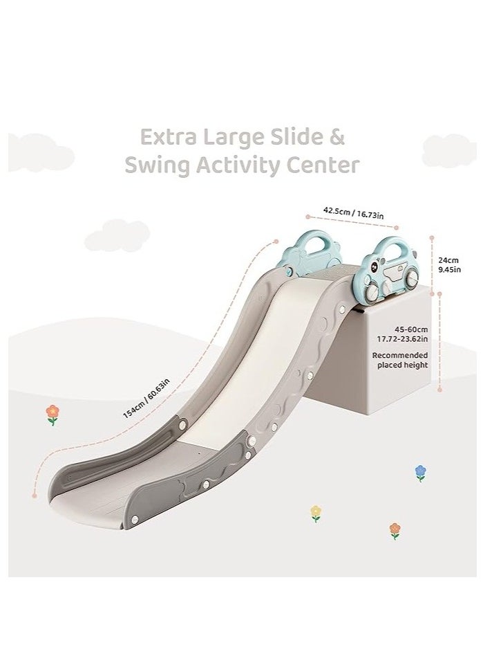 YelaJoy - Kids Indoor Sofa Slide Stair Slide Attachment to Toddler Bed and Nugget Couch Best Accessory to Toy Playground and Bedroom Blue Car - Image 1