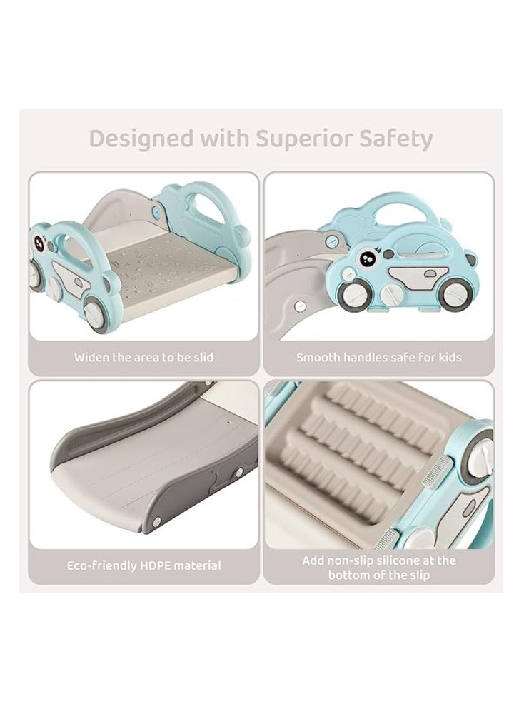 YelaJoy - Kids Indoor Sofa Slide Stair Slide Attachment to Toddler Bed and Nugget Couch Best Accessory to Toy Playground and Bedroom Blue Car - Image 1