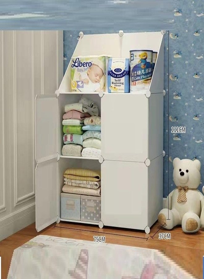 LUHI Plastic Wardrobe for Kids Clothes – Easy to Use Anti-Skid & Non-Slip Effective Professional, Plastic Cupboard for Kids, Foldable Almirah, Collapsible Wardrobe (White HF2, 6-Shelf-4-Door) - Image 2