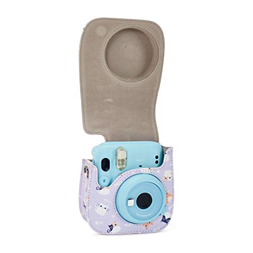 Phetium Instant mini 12 Camera Protective Case Compatible with Instax Mini 12 11,PU Leather Bag with Pocket and Adjustable Shoulder Strap (Purple Cat) - Image 3