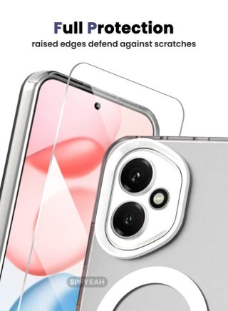 [2-in-1] Honor 400 Case with HD Tempered Glass Screen Protector, [Anti-Drop Shockproof][Anti-Slip][No Yellowing][Skin Friendly] Slim Hard Frosted Case for Honor 400 5G 6.55 inch, White - view 5