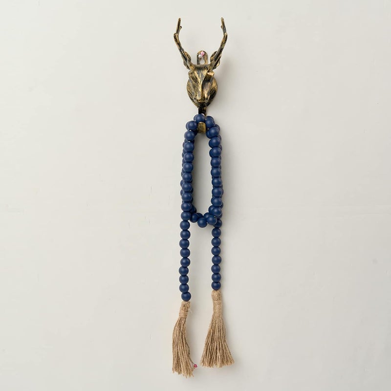 OMISHE 59in Wood Bead Garland with Tassels, Decorative Beads, Farmhouse Wooden Beads Garland for Wall Hanging Home Festival Decor, Navy Blue - Image 5