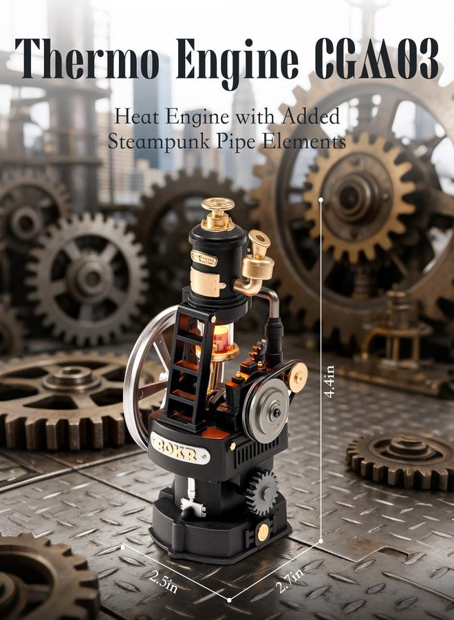 ROKR Thermo Engine Mechanical 3D Puzzle, Lighted DIY Building Set for Adults, Building Kits, Desk Decor & Birthday Gifts, Connectable to Mechmix Series - Image 3
