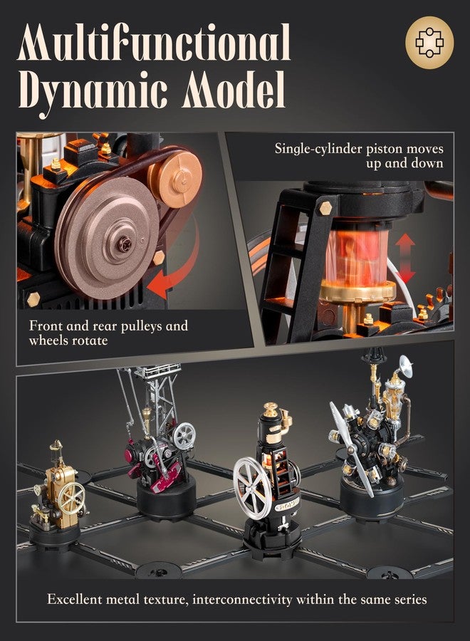 ROKR Thermo Engine Mechanical 3D Puzzle, Lighted DIY Building Set for Adults, Building Kits, Desk Decor & Birthday Gifts, Connectable to Mechmix Series - Image 2