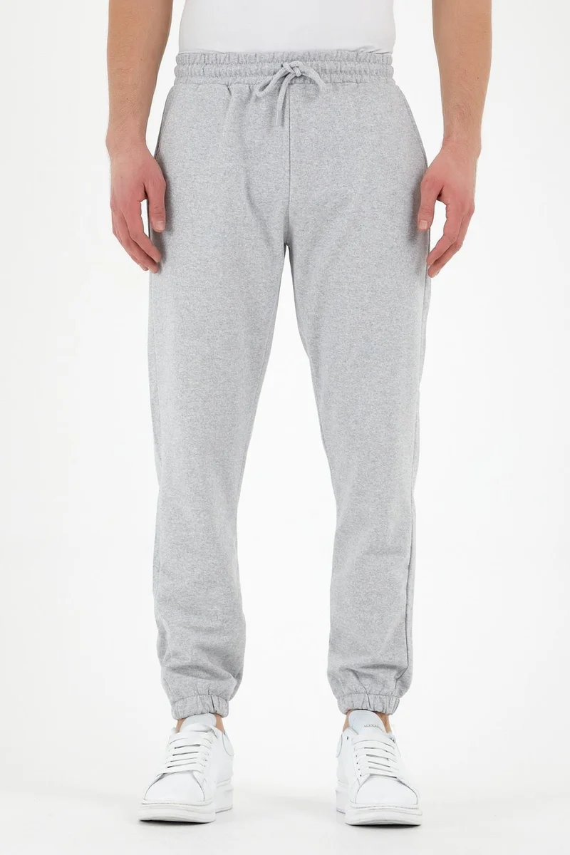 mmetalic Gray Men's Tracksuit Bottoms Labeled Back and Side Pockets Regular Fit Elastic Legs