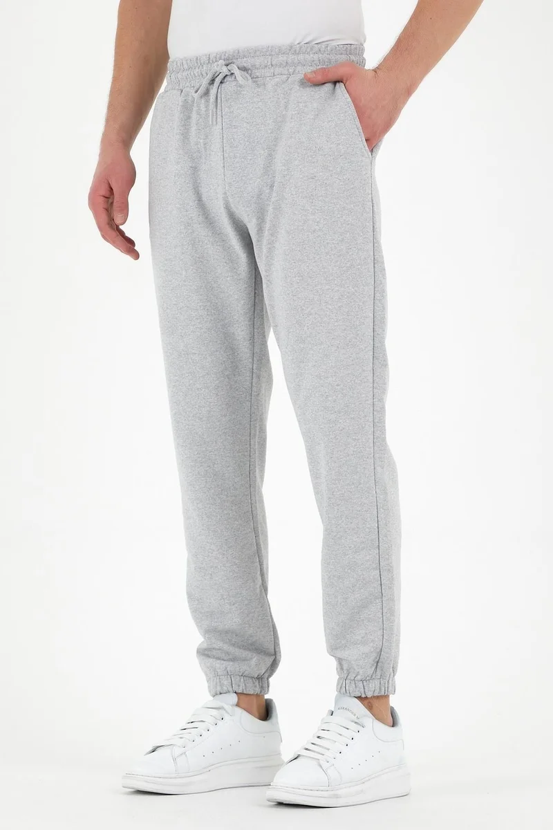 mmetalic Gray Men's Tracksuit Bottoms Labeled Back and Side Pockets Regular Fit Elastic Legs