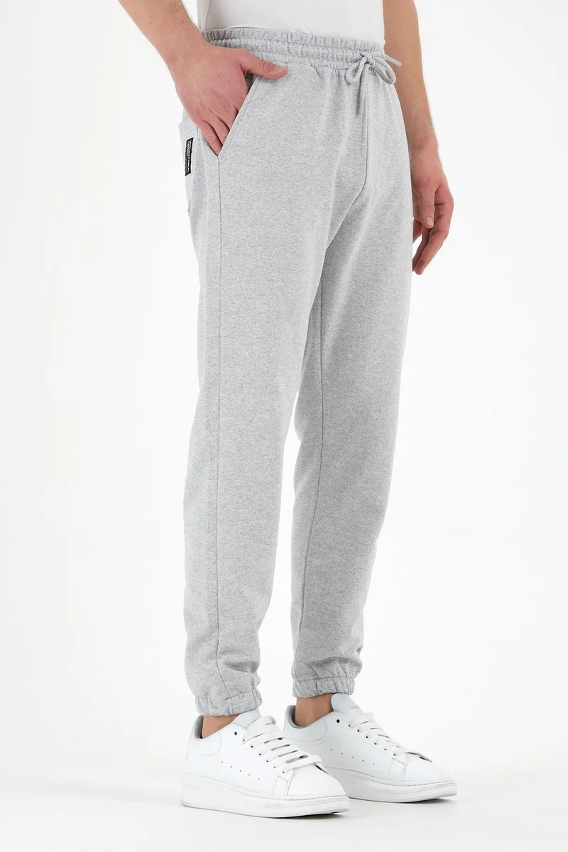 mmetalic Gray Men's Tracksuit Bottoms Labeled Back and Side Pockets Regular Fit Elastic Legs