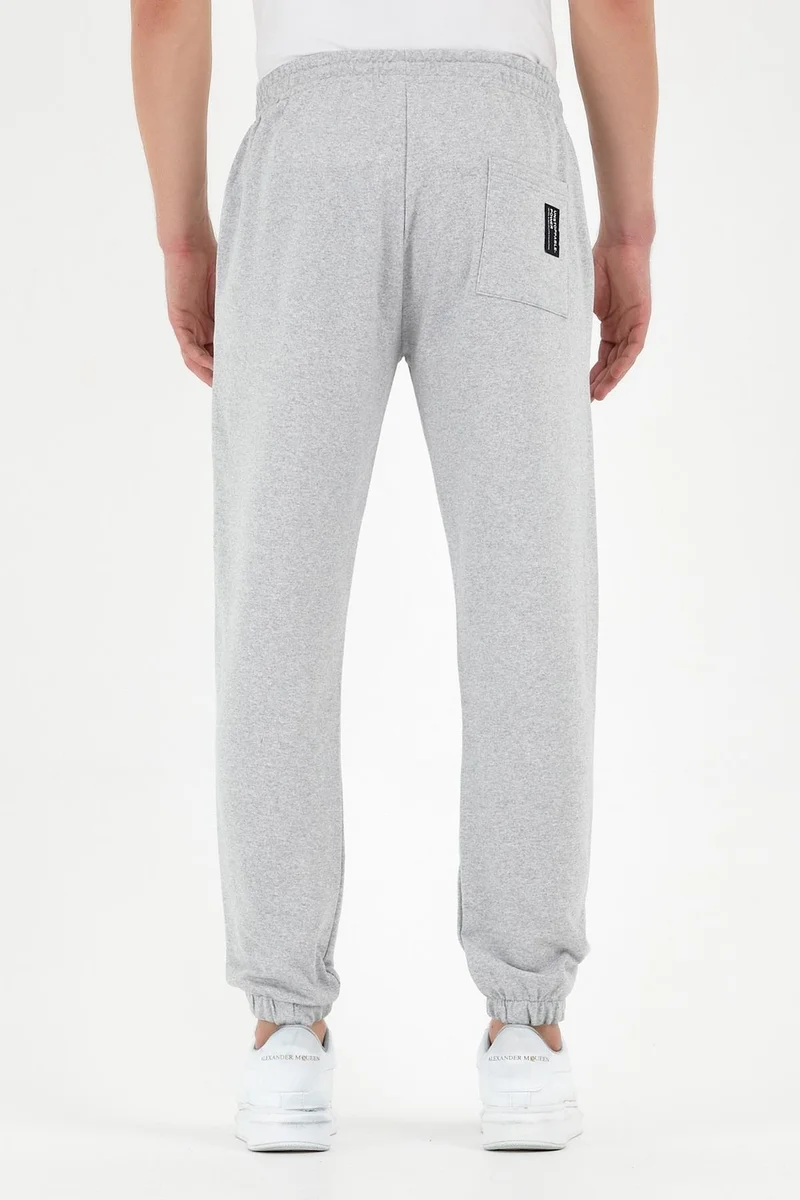 mmetalic Gray Men's Tracksuit Bottoms Labeled Back and Side Pockets Regular Fit Elastic Legs