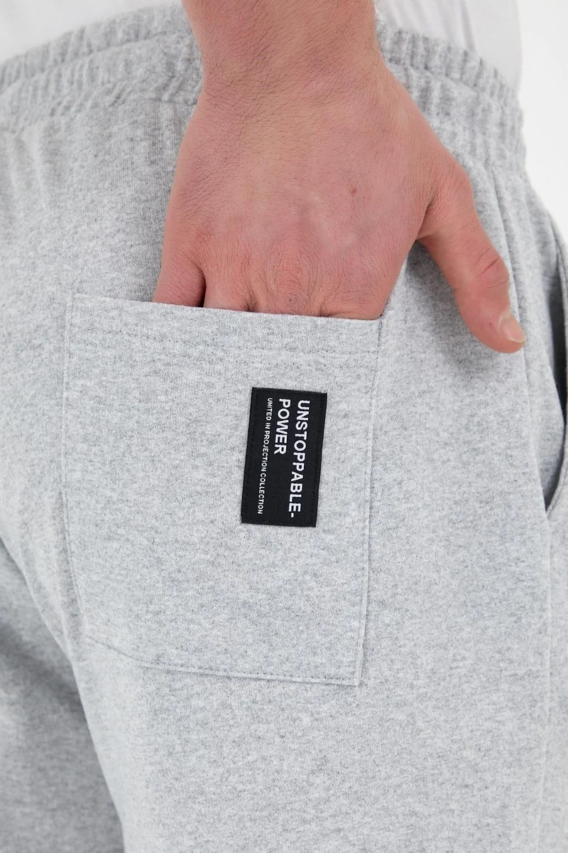mmetalic Gray Men's Tracksuit Bottoms Labeled Back and Side Pockets Regular Fit Elastic Legs